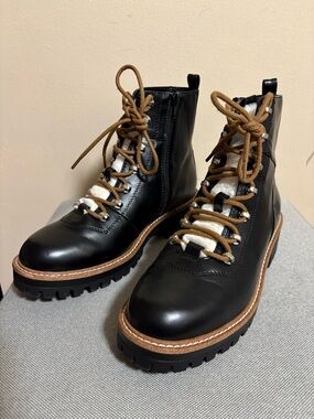Target Black Combat Lace-Up Boots with Brown Laces